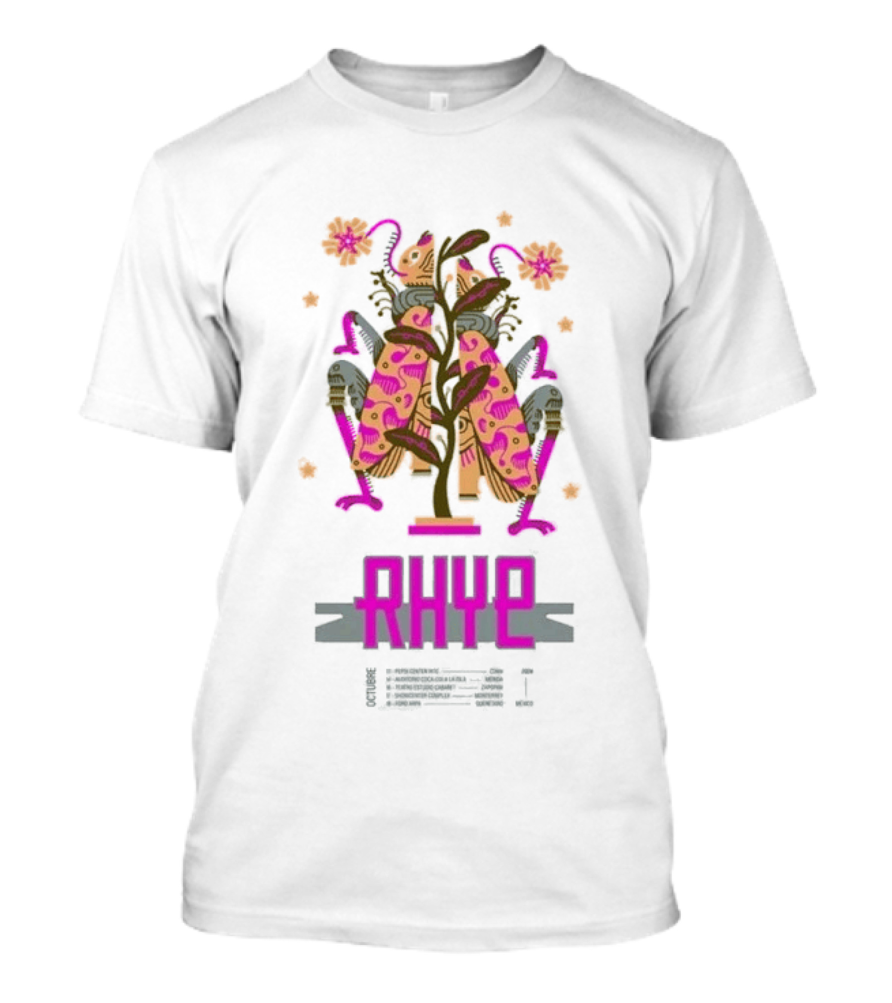 Rhye X Chepeshepe Mexico Tour 2026 Vibrant Floral And Creature Motif T-Shirt