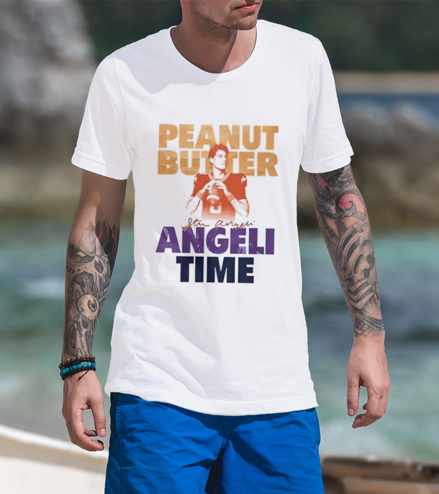Peanut Butter Steve Angeli Time Football Player Holding Ball T-Shirt