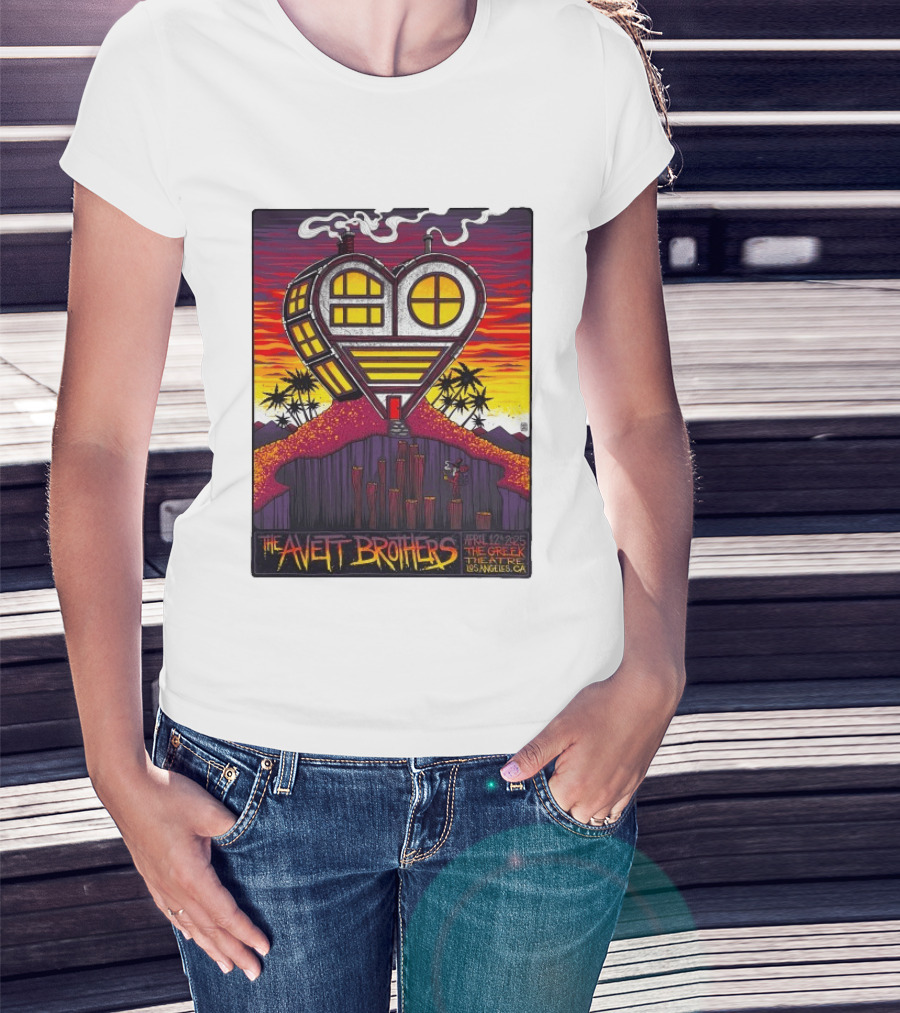 The Avett Brothers Heart Shaped House Greek Theater Los Angeles CA April 12 2025 T-Shirt