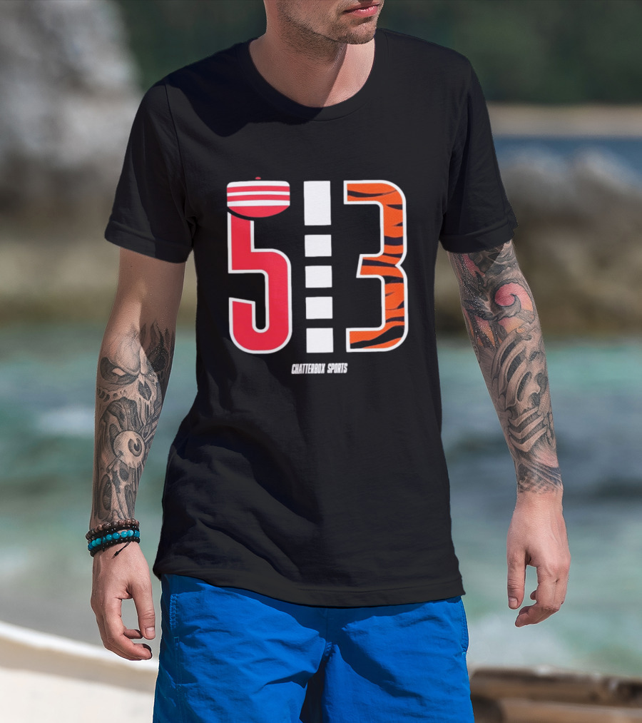 513 Cincinnati Bengals Helmet Tiger Stripes Chatterbox Sports T-Shirt