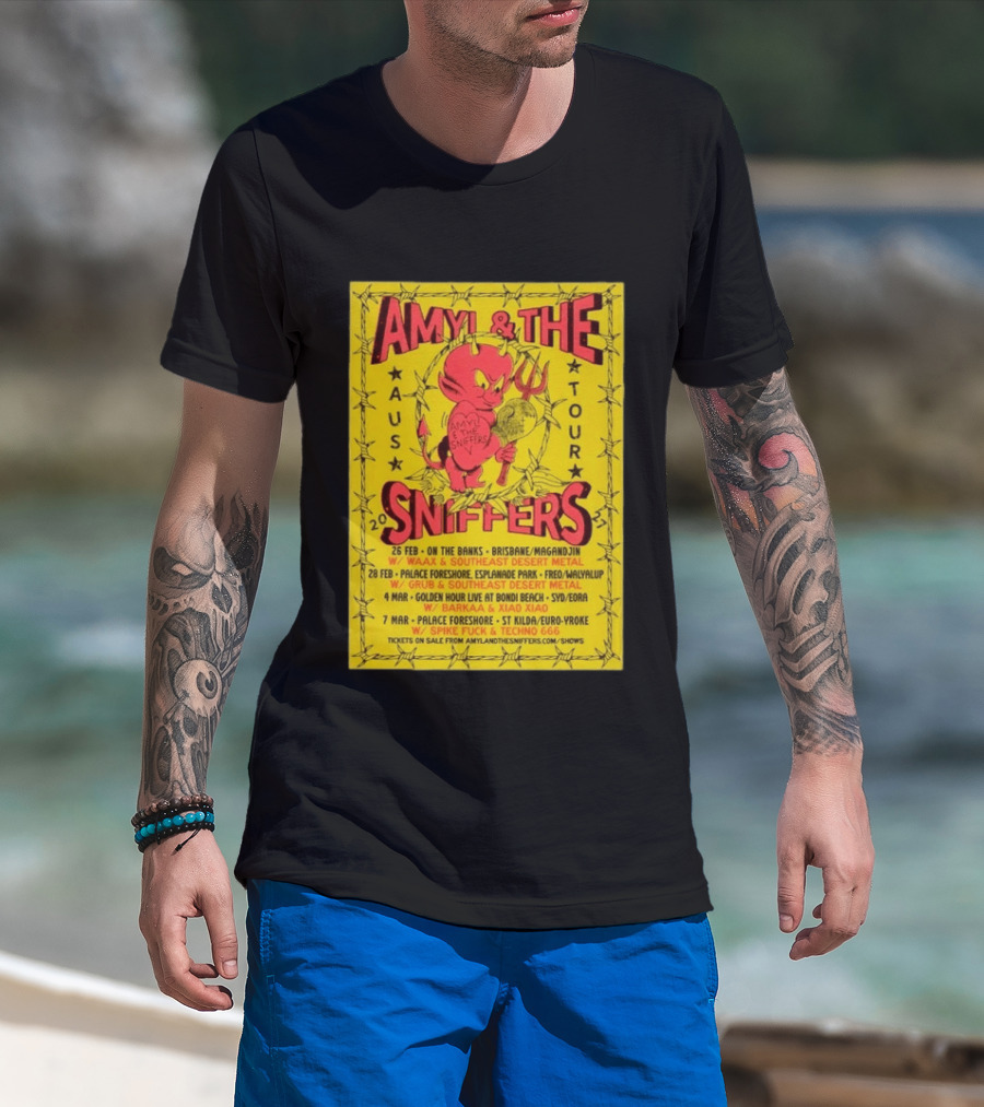 Amyl And The Sniffers Australian Tour 2024 Devil Brisbane Perth Sydney Punk Rock Band Dates T-Shirt