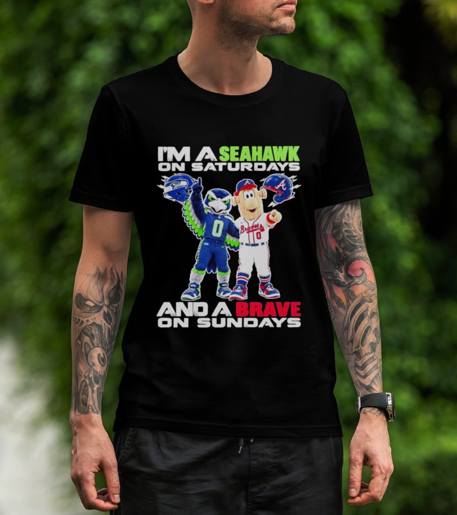 I'm A Seahawk On Saturdays And A Brave On Sundays T-Shirt