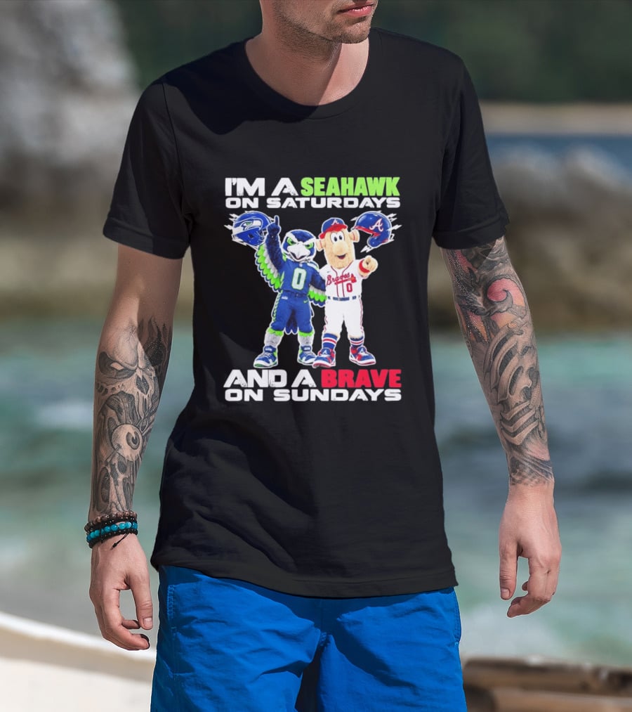 I'm A Seahawk On Saturdays And A Brave On Sundays T-Shirt