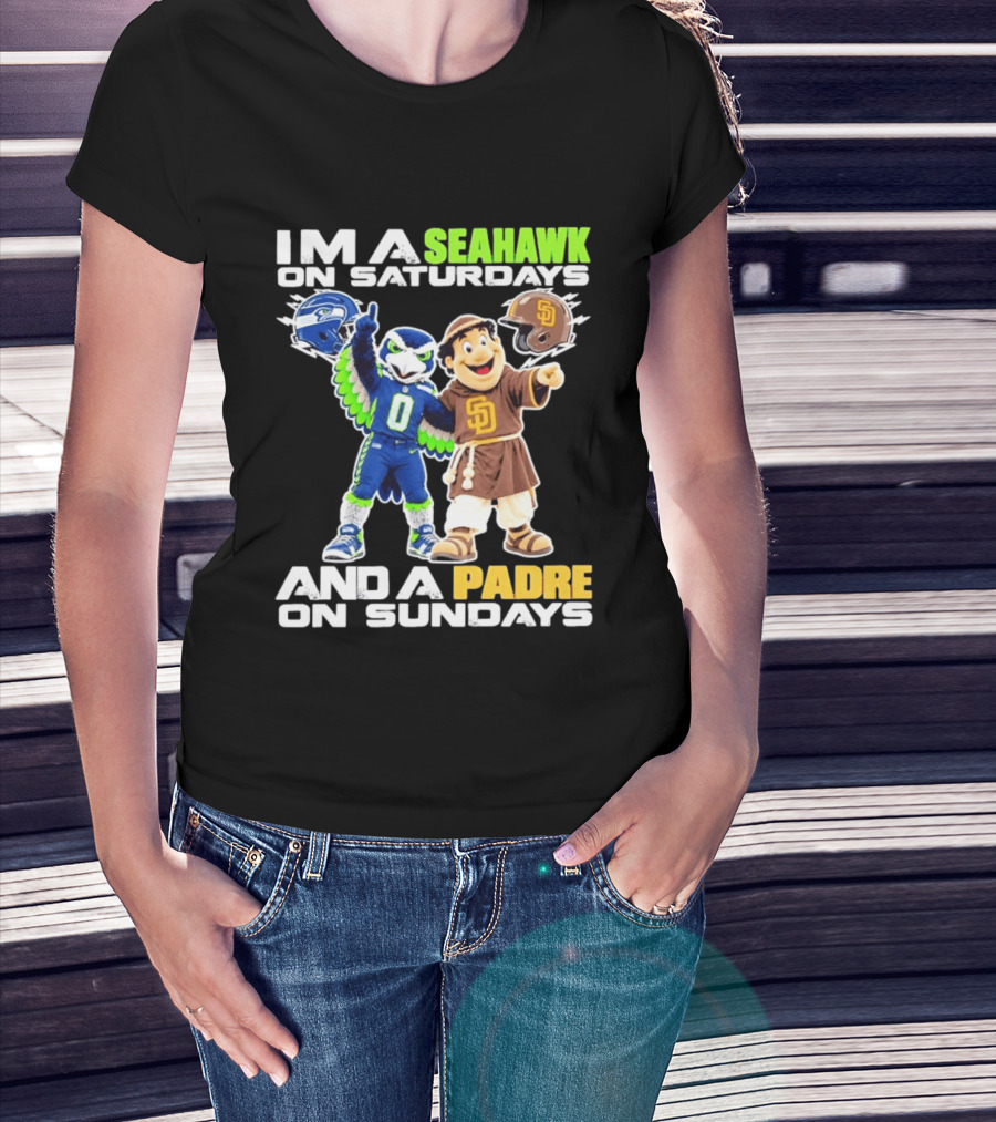 I'm A Seahawk On Saturdays And A Padre On Sundays T-Shirt