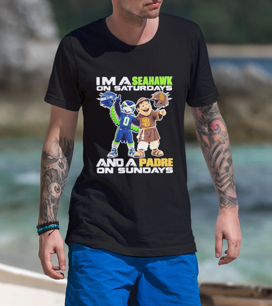 I'm A Seahawk On Saturdays And A Padre On Sundays T-Shirt