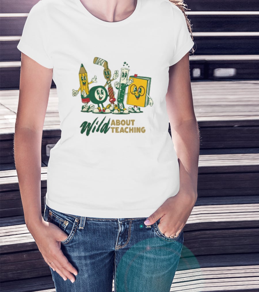 Wild About Teaching Pencil Crayon Book Test Tube Cartoons T-Shirt