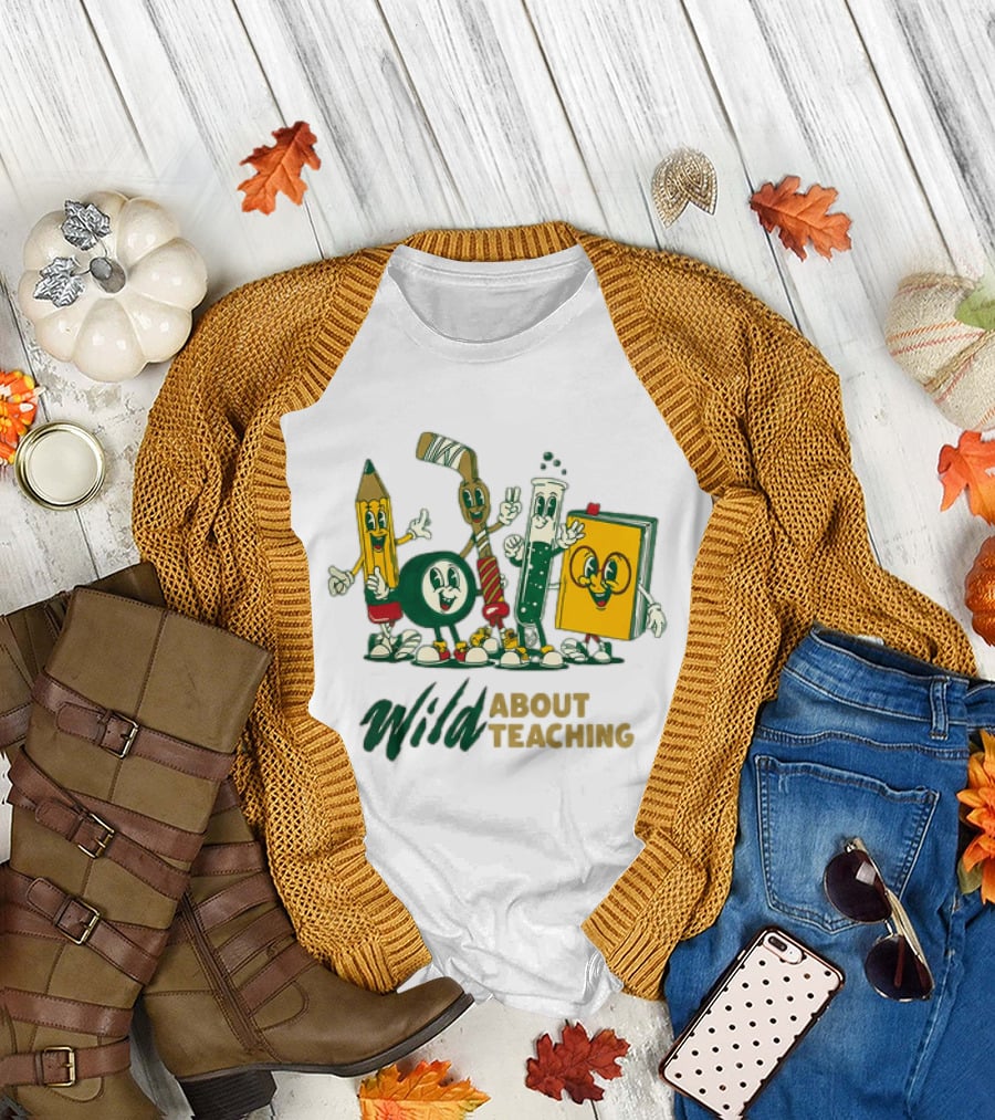 Wild About Teaching Pencil Crayon Book Test Tube Cartoons T-Shirt