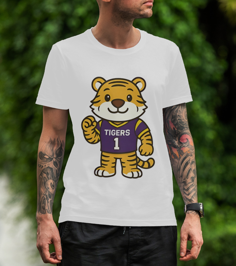 LSU Tigers Mike The Tiger Chibi Cartoon Louisiana Football Team T-Shirt