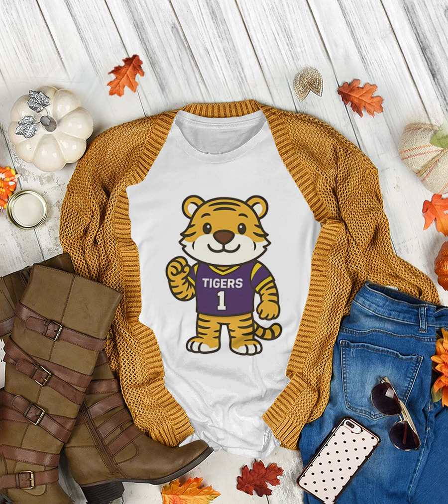 LSU Tigers Mike The Tiger Chibi Cartoon Louisiana Football Team T-Shirt