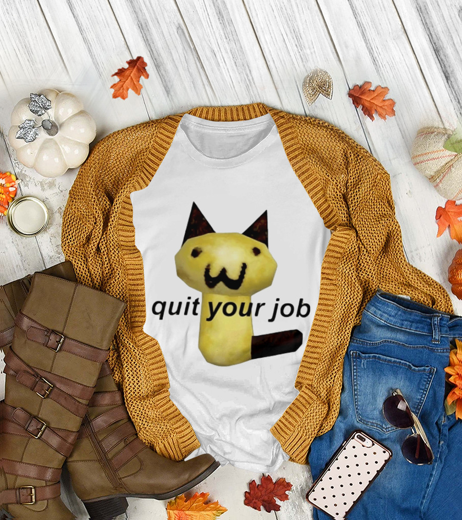 Quit Your Job Potato Cat Meme T-Shirt