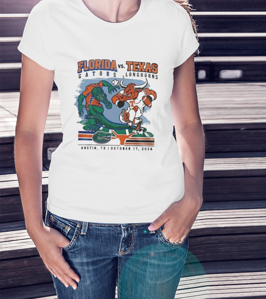 Florida Gators Vs Texas Longhorns Austin October 17 2026 T-Shirt