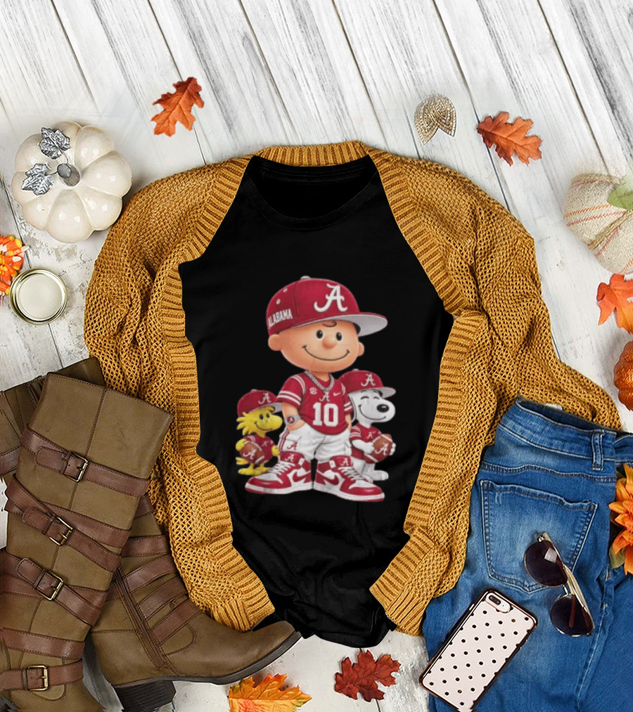 Alabama Crimson Tide Charlie Brown Snoopy Woodstock Football NCAA T-Shirt