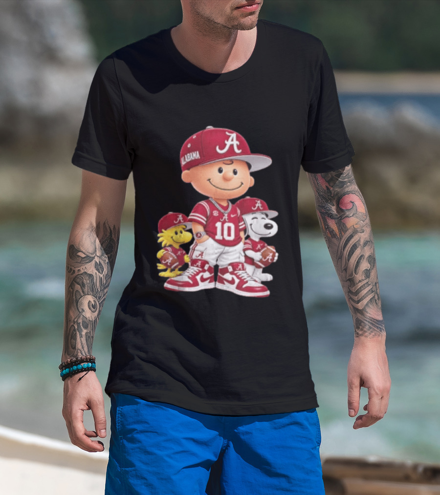 Alabama Crimson Tide Charlie Brown Snoopy Woodstock Football NCAA T-Shirt
