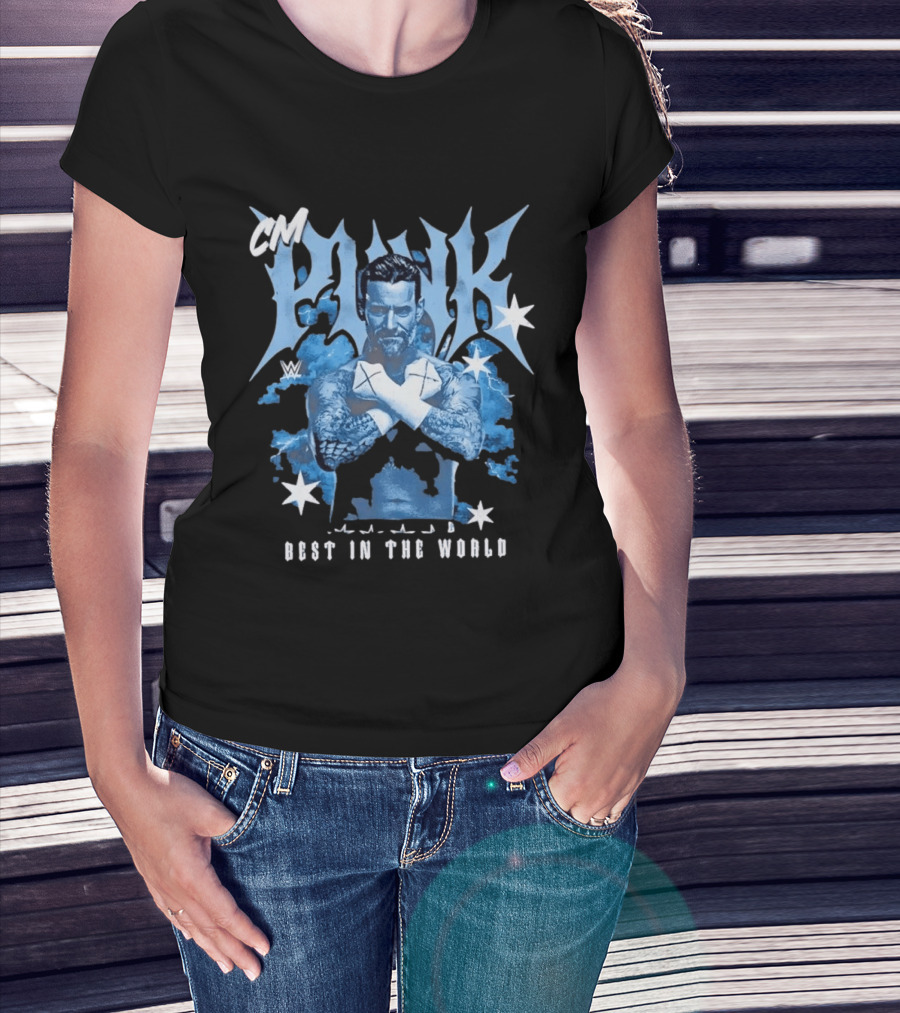 CM Punk WWE Best In The World Crossed Arms Blue Stars T-Shirt