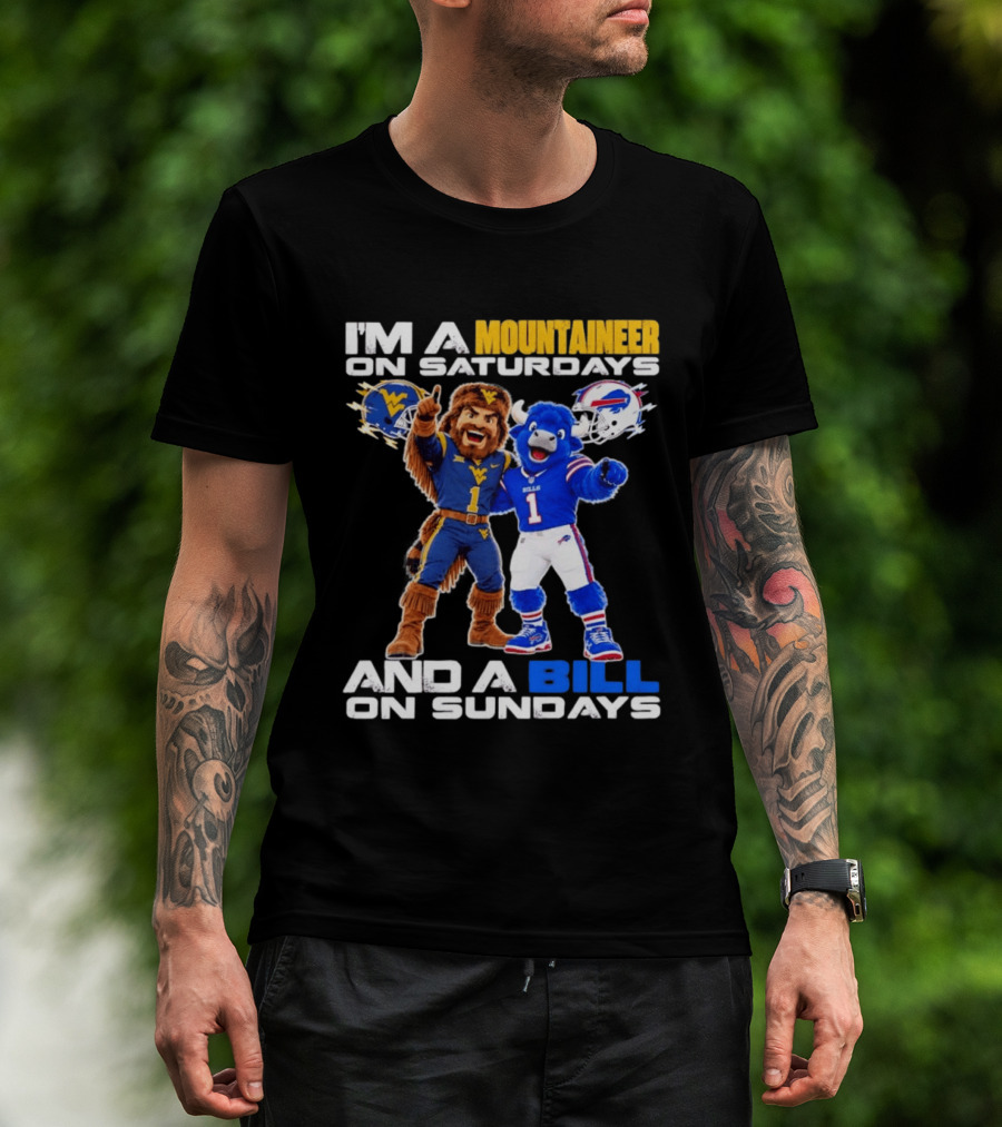 West Virginia Mountaineer And Buffalo Bills Fan Mascots Saturdays And Sundays T-Shirt