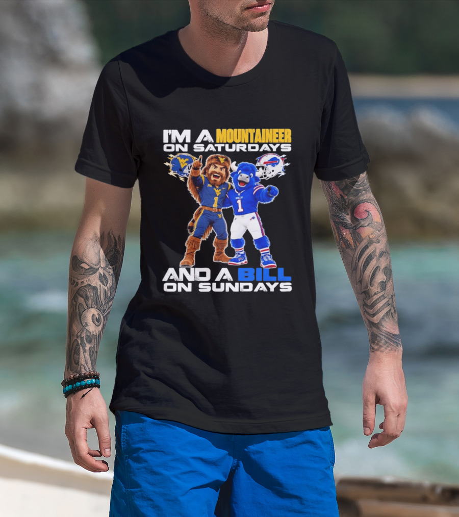 West Virginia Mountaineer And Buffalo Bills Fan Mascots Saturdays And Sundays T-Shirt