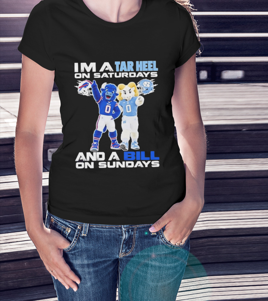Buffalo Bills UNC Tar Heel Saturdays And Bills Sundays Football Mascots T-Shirt