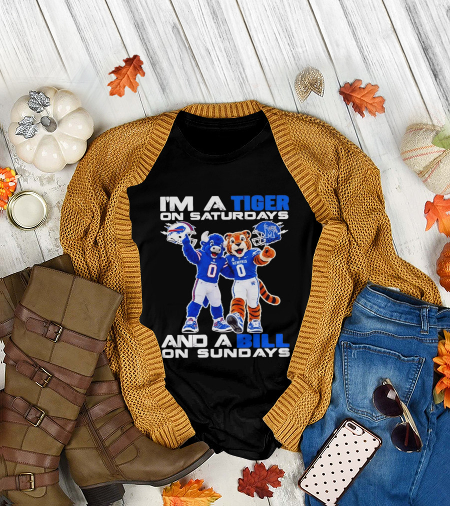 Memphis Tigers And Buffalo Bills Football Mascots Weekend Fan Pride T-Shirt