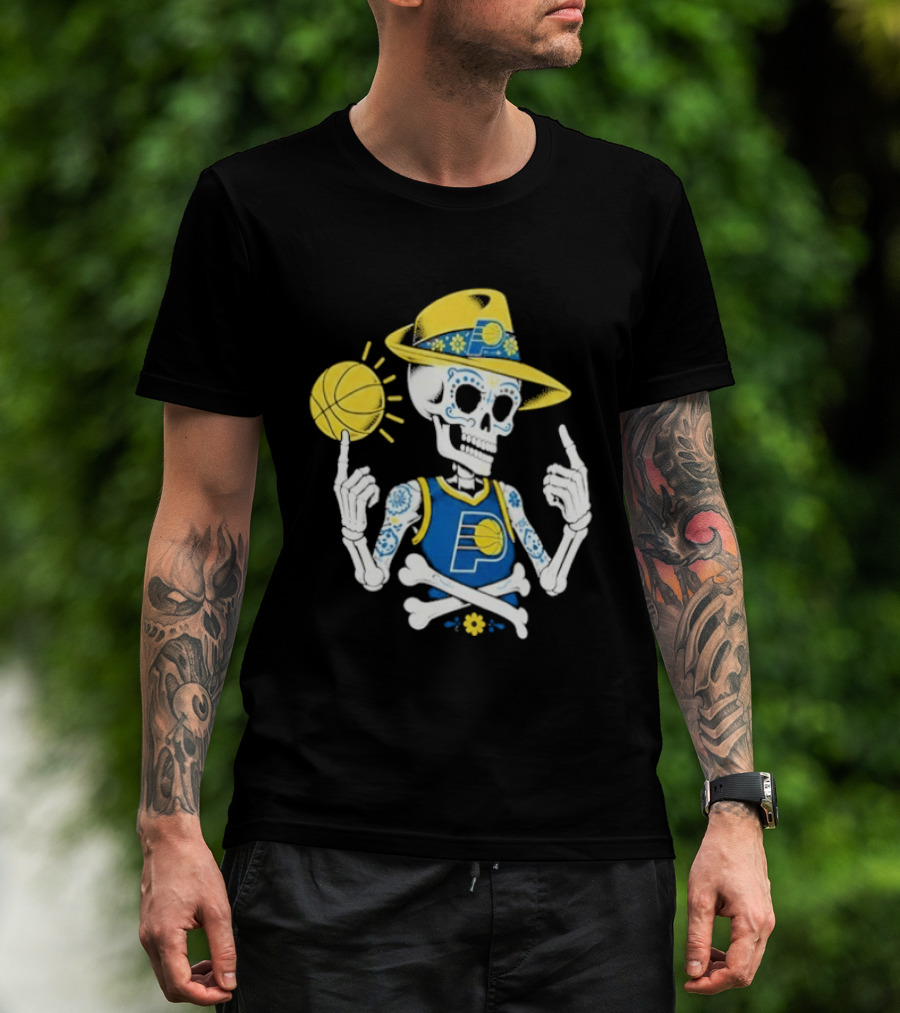 Indiana Pacers Mexico City CDMX Sugar Skull Skeleton Indy Game T-Shirt