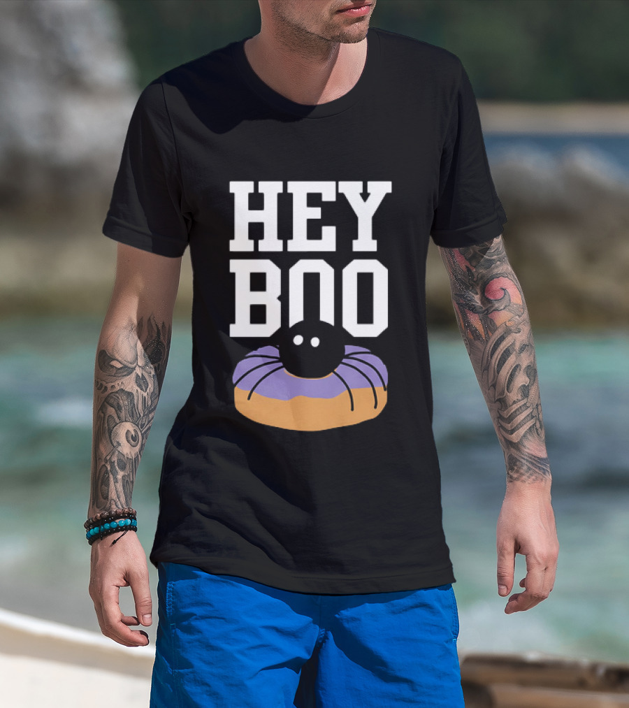 Hey Boo Halloween Dunkin Spidey D Purple Donut T-Shirt