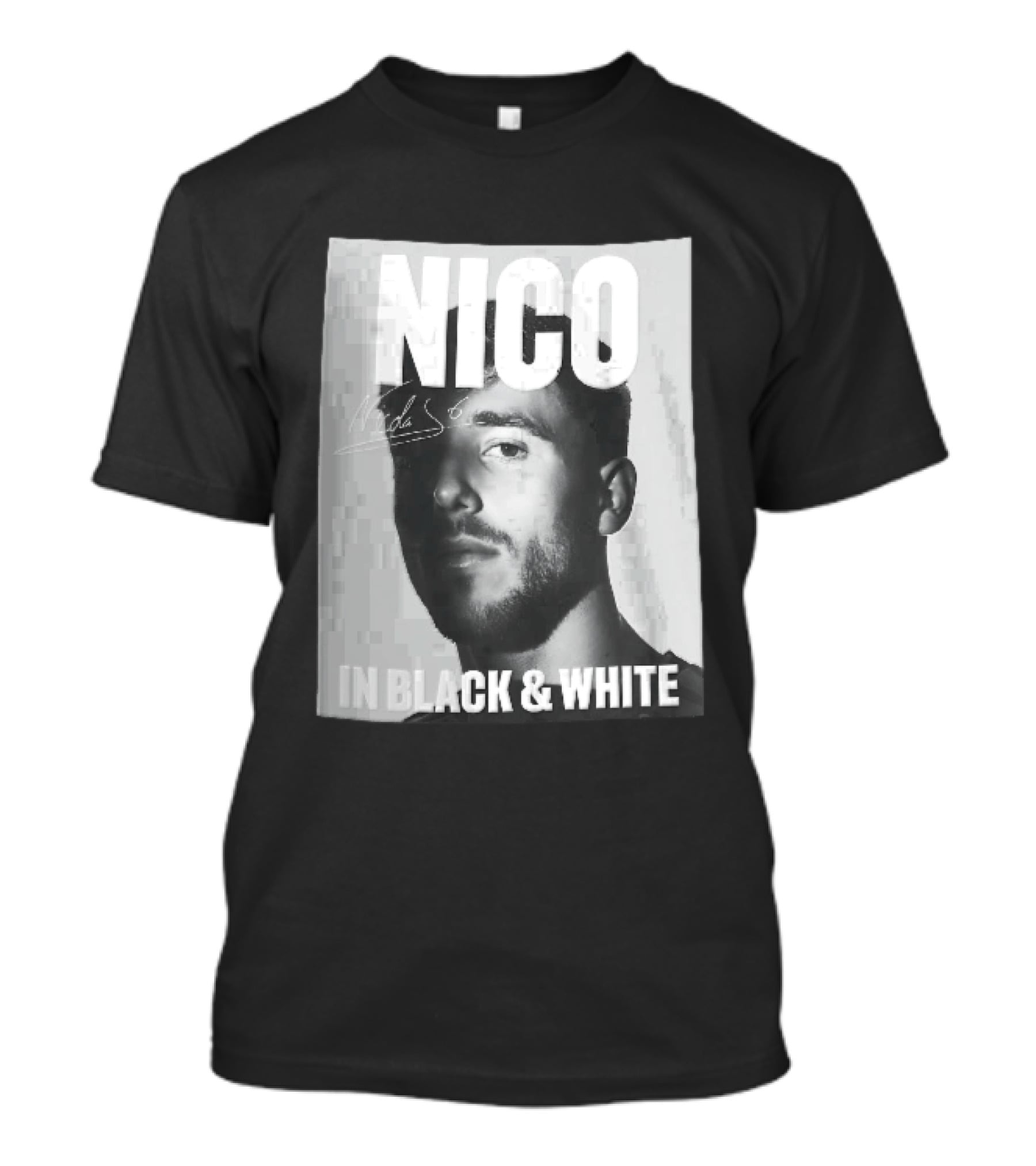 Nico Nicolas Close Up Male Shadow In Black And White T-Shirt