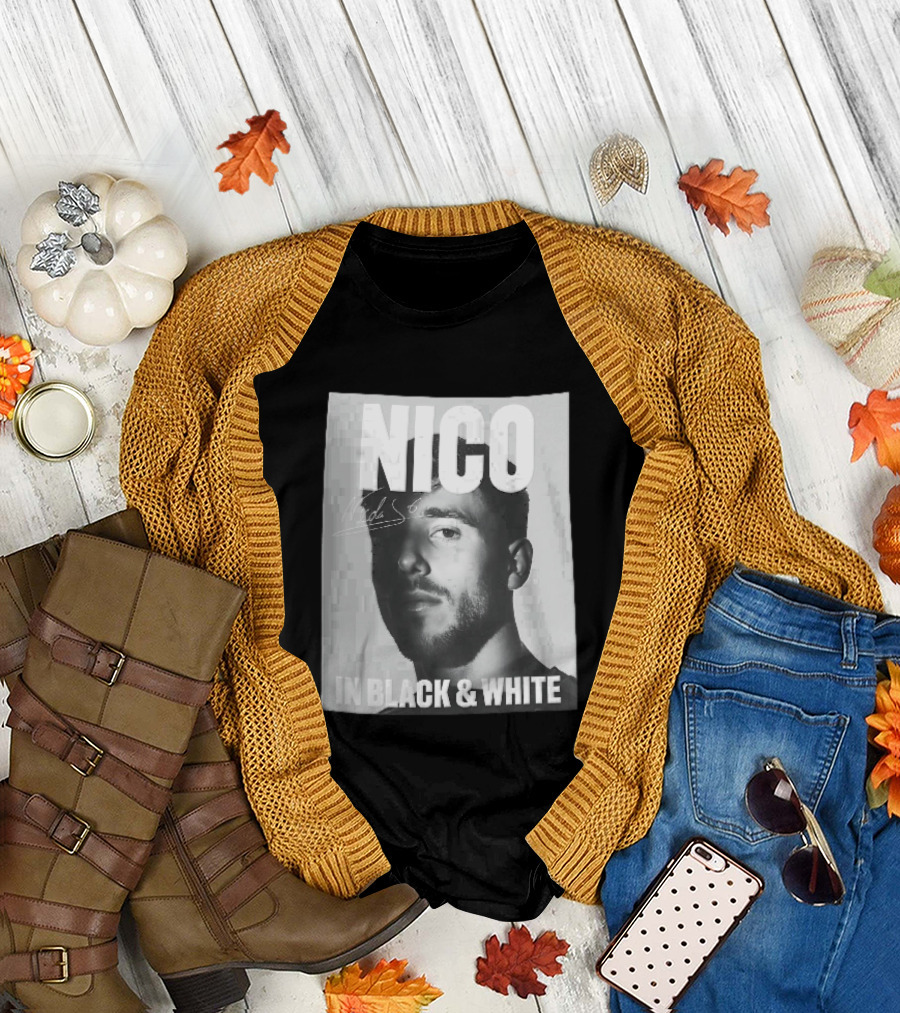 Nico Nicolas Close Up Male Shadow In Black And White T-Shirt