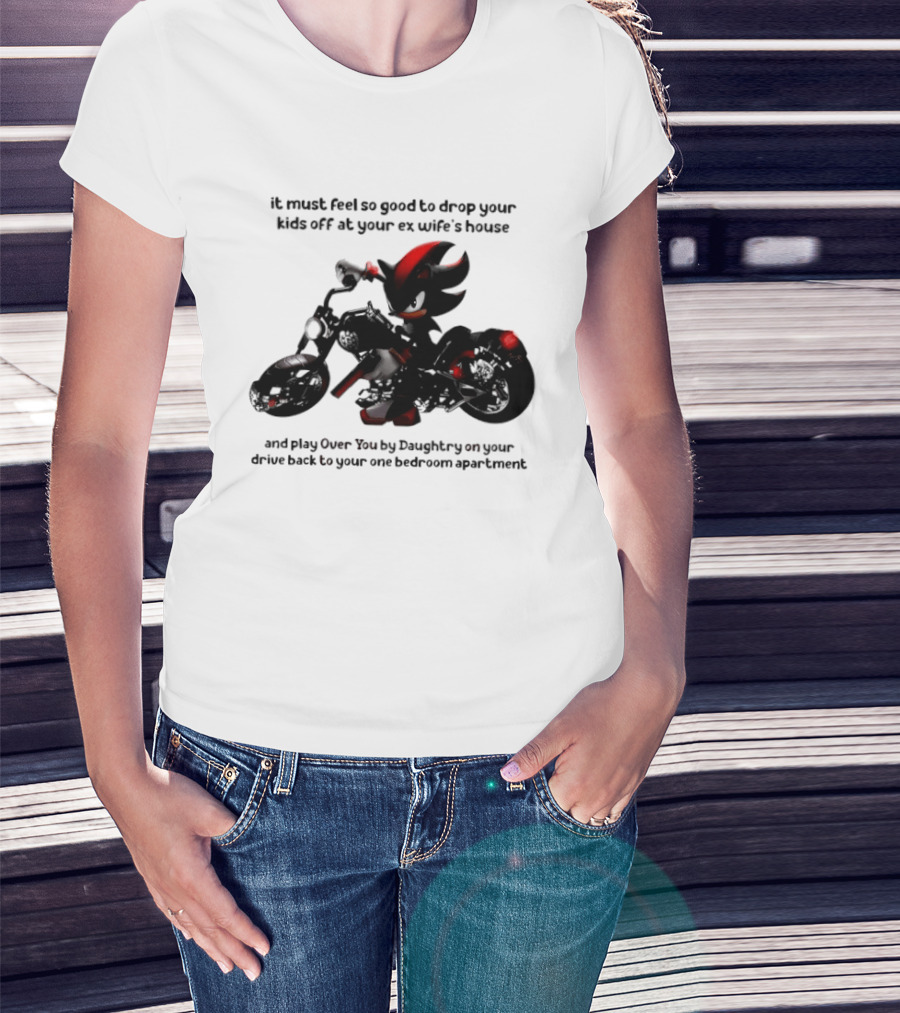Shadow The Hedgehog Meme It Must Feel So Good To Drop Your Kids Off At Your Ex Wife's House And Play Over You By Daughtry T-Shirt