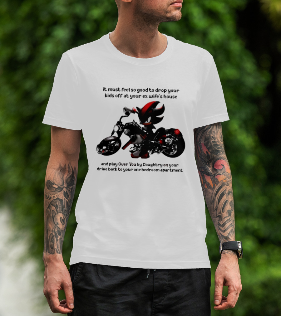 Shadow The Hedgehog Meme It Must Feel So Good To Drop Your Kids Off At Your Ex Wife's House And Play Over You By Daughtry T-Shirt