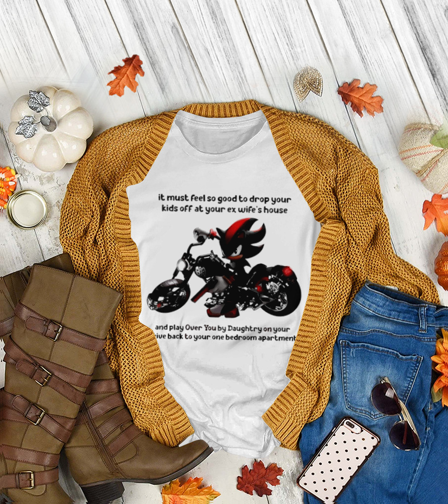 Shadow The Hedgehog Meme It Must Feel So Good To Drop Your Kids Off At Your Ex Wife's House And Play Over You By Daughtry T-Shirt