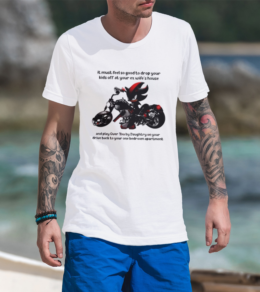 Shadow The Hedgehog Meme It Must Feel So Good To Drop Your Kids Off At Your Ex Wife's House And Play Over You By Daughtry T-Shirt