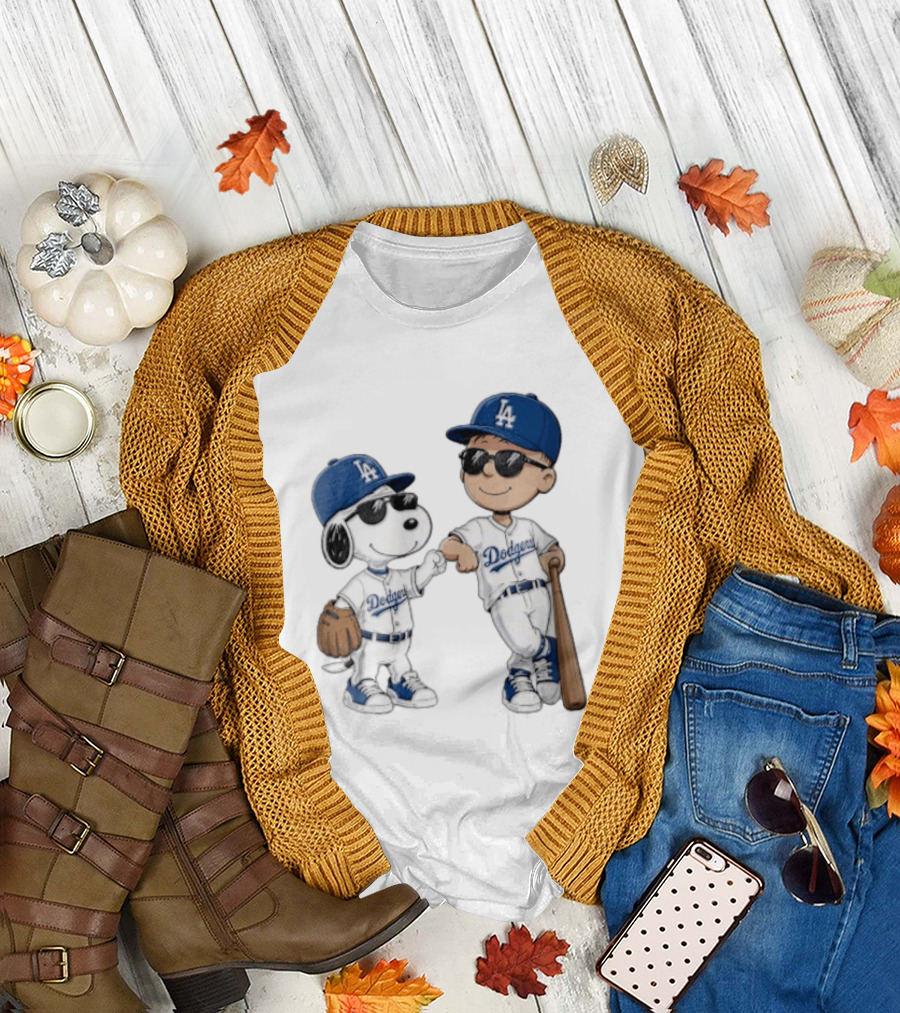 Los Angeles Dodgers Snoopy And Kid Baseball Team Spirit T-Shirt