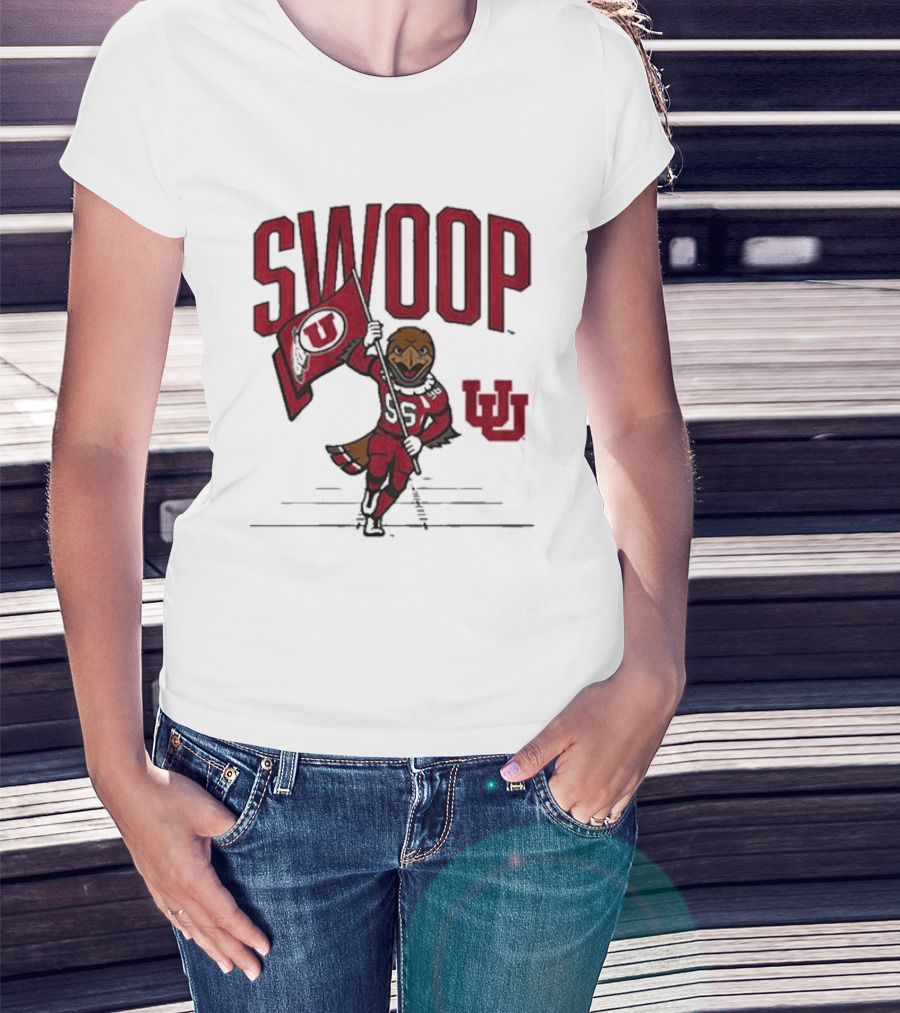 Swoop Utah Utes Mascot Running With Flag T-Shirt