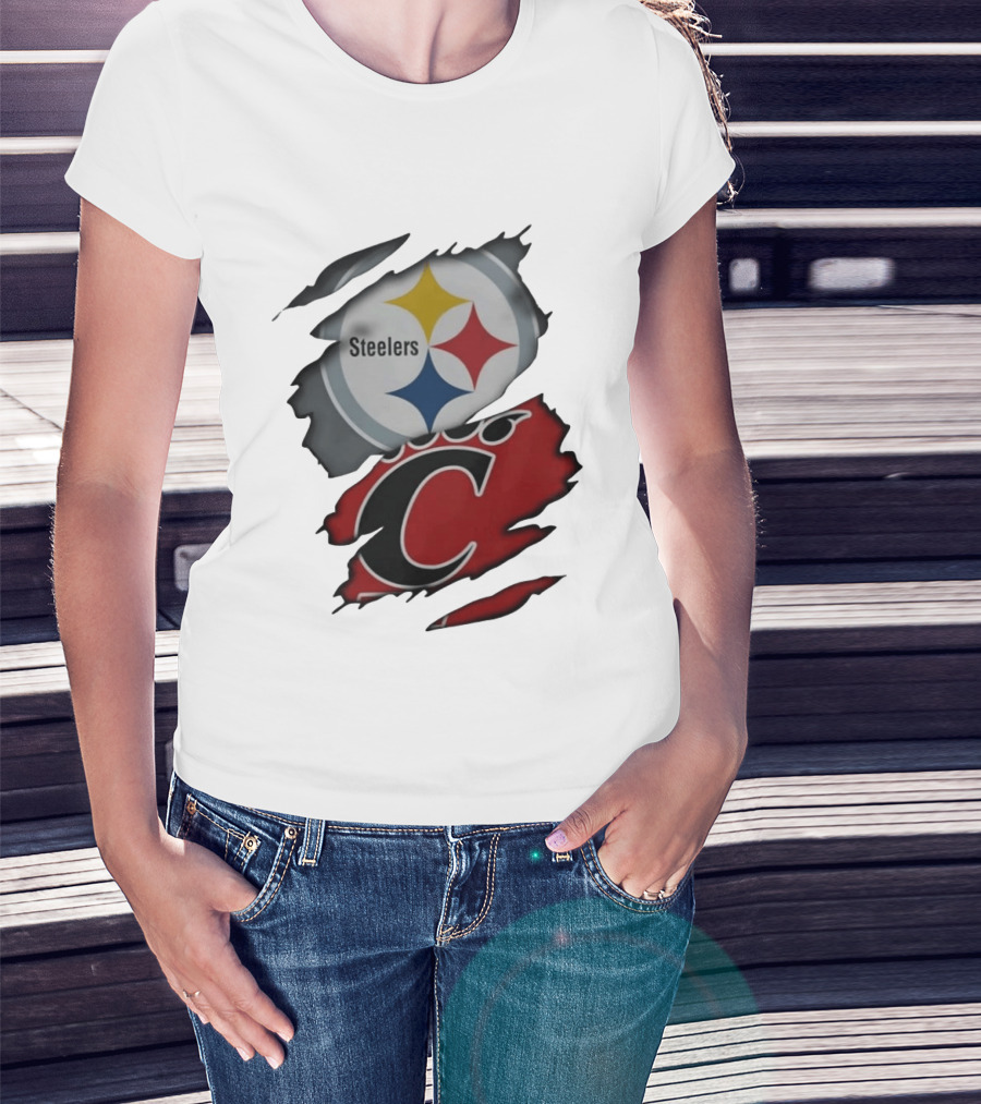 Pittsburgh Steelers Cincinnati Bearcats Ripped Skin T-Shirt