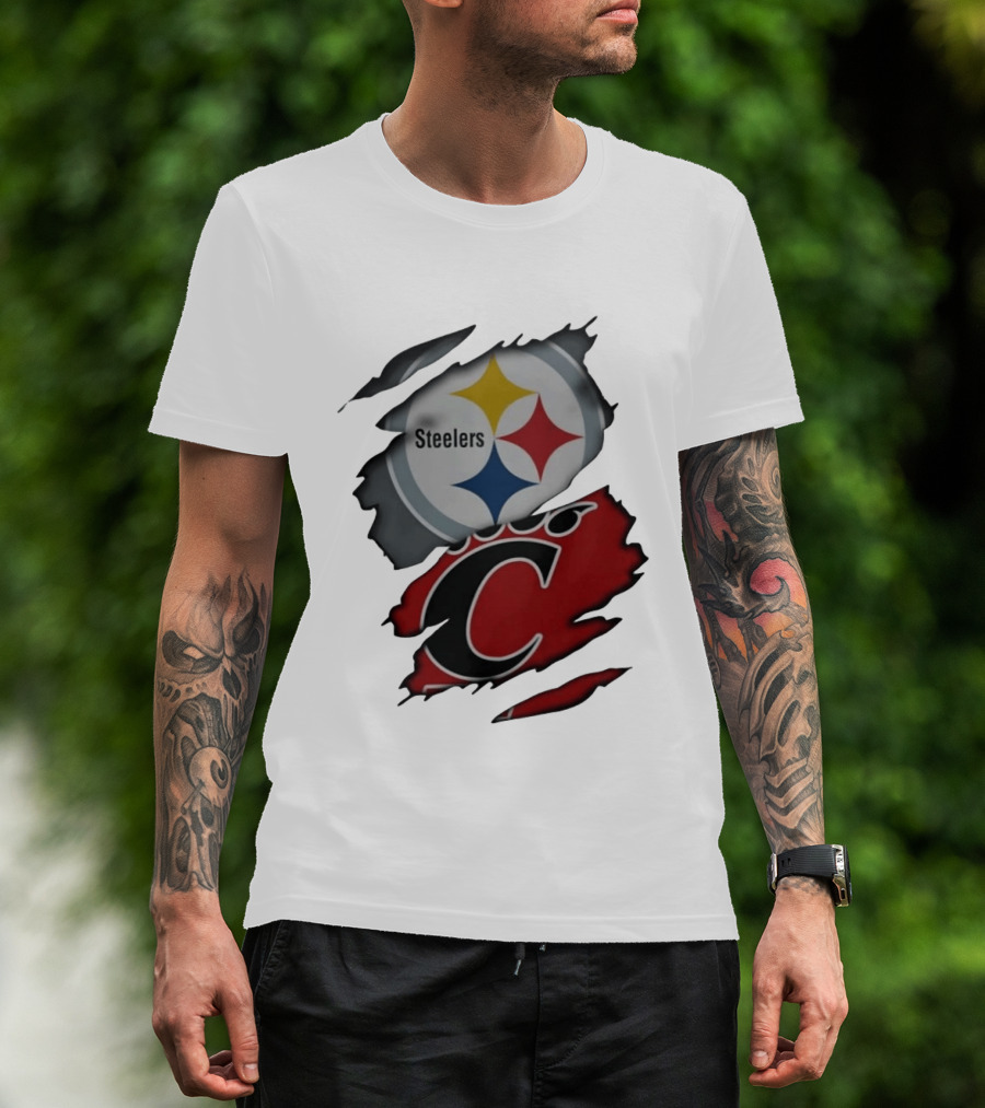 Pittsburgh Steelers Cincinnati Bearcats Ripped Skin T-Shirt