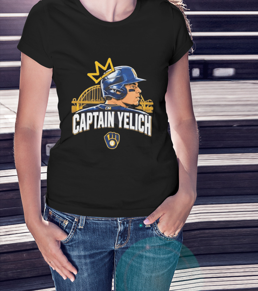 Captain Yelich Milwaukee Brewers Helmet Crown Stadium T-Shirt