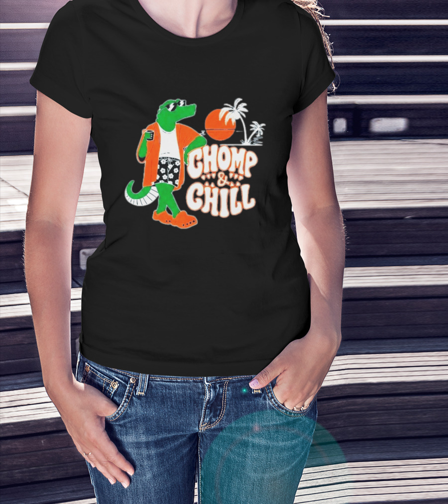 Florida Gators Chomp And Chill Retro Alligator Relaxation Scene T-Shirt