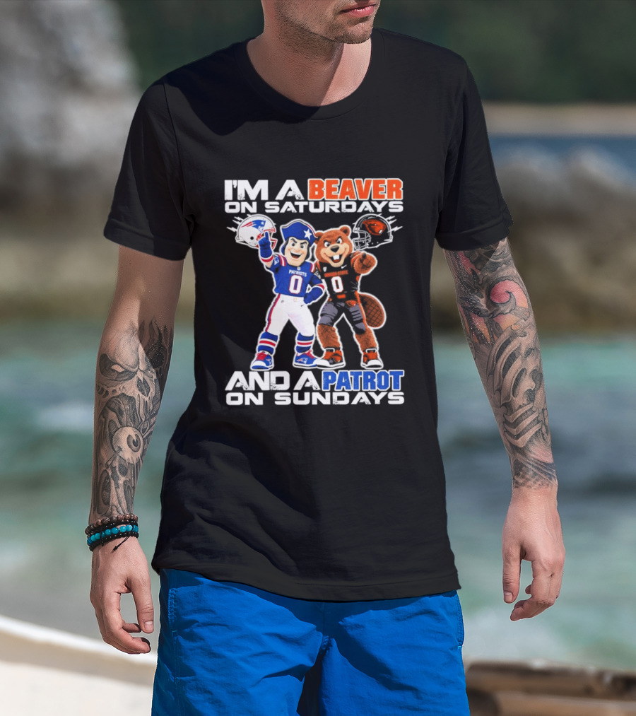 I'm A Beaver On Saturdays And A Patriot On Sundays Football Mascots T-Shirt