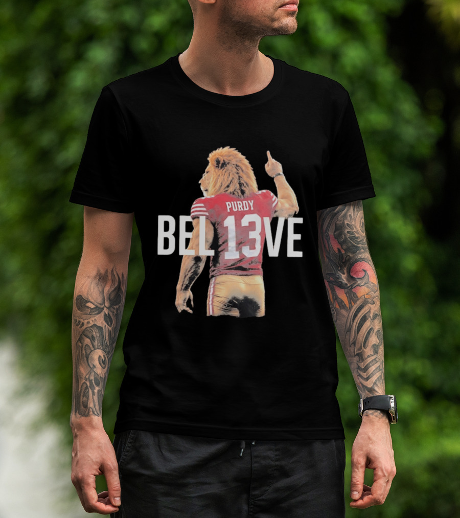 San Francisco 49ers Brock Purdy BEL13VE Lion T-Shirt