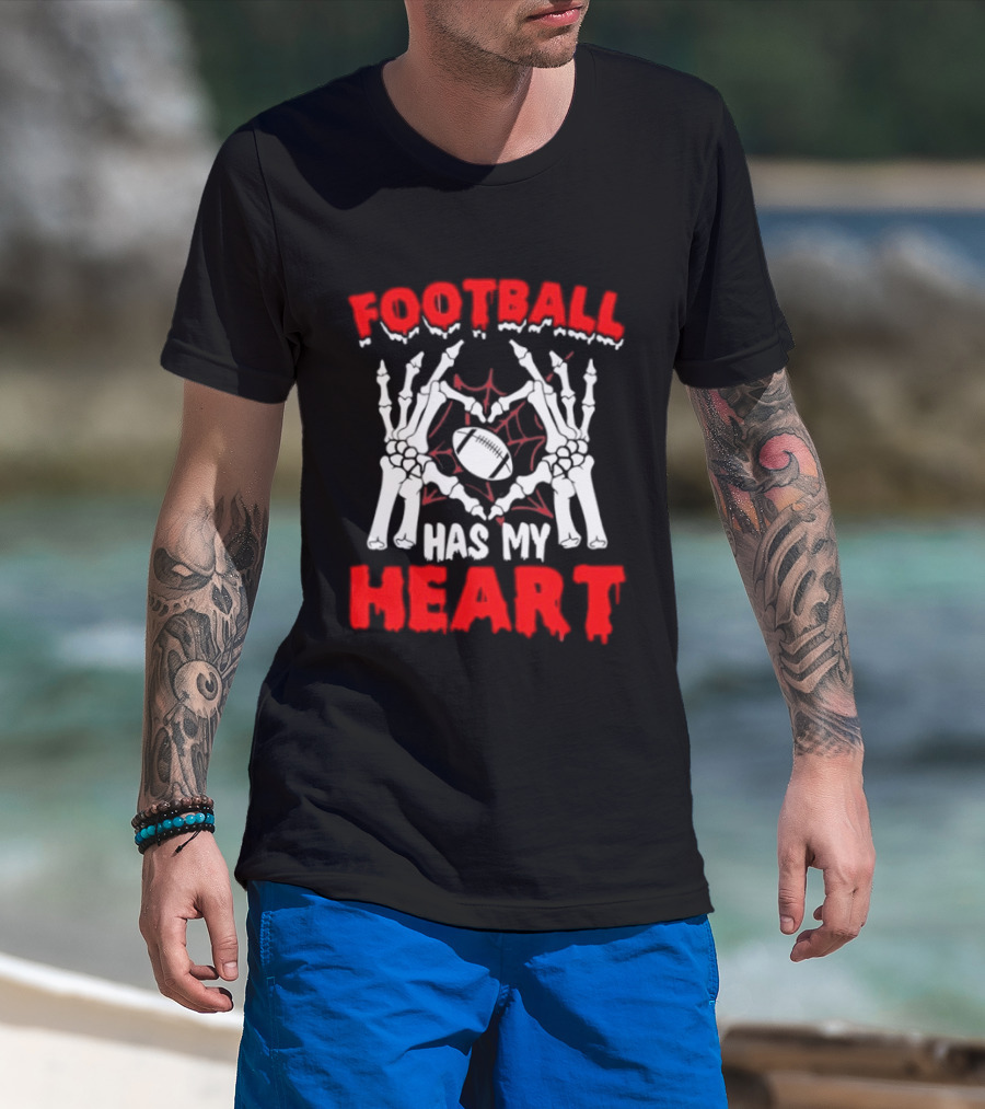 Skeleton Hands Football Has My Heart T-Shirt
