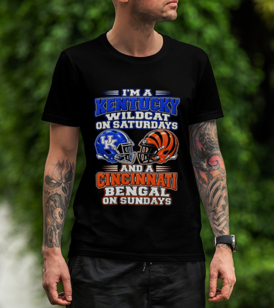 I'm A Kentucky Wildcat On Saturdays And A Cincinnati Bengal On Sundays Helmet T-Shirt