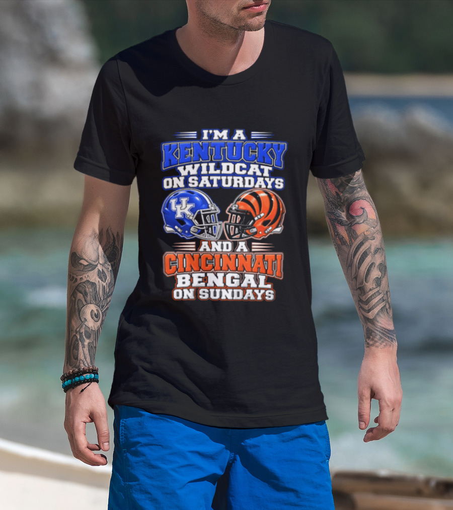 I'm A Kentucky Wildcat On Saturdays And A Cincinnati Bengal On Sundays Helmet T-Shirt