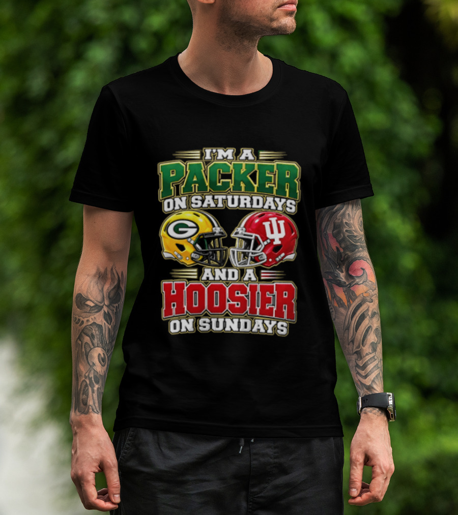 I'm A Packer On Saturdays And A Hoosier On Sundays Football Helmets T-Shirt
