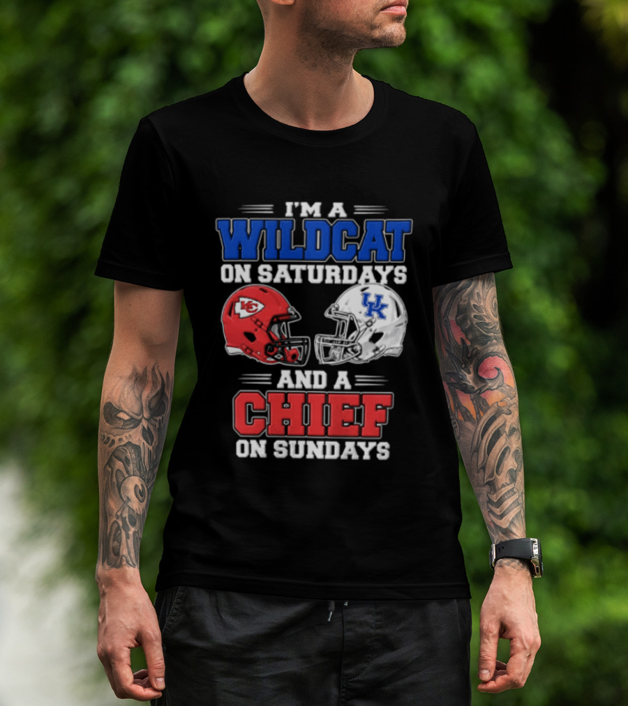 I'm A Wildcat On Saturdays UK And A Chief On Sundays KC Football Helmets T-Shirt