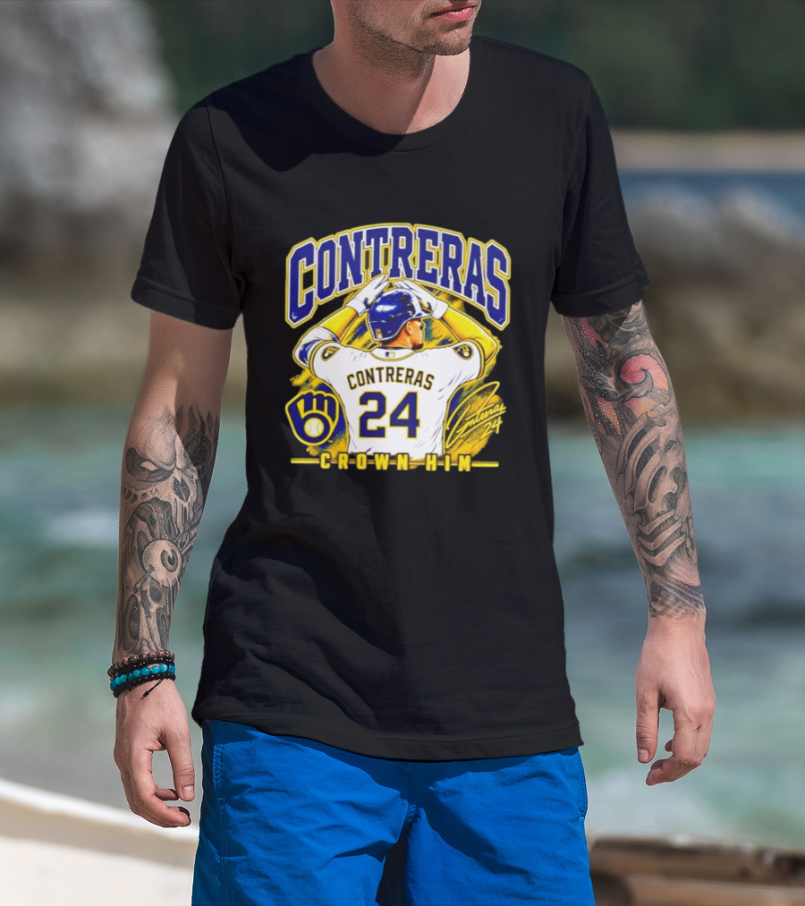 CONTRERAS 24 Crown Him Milwaukee Brewers T-Shirt