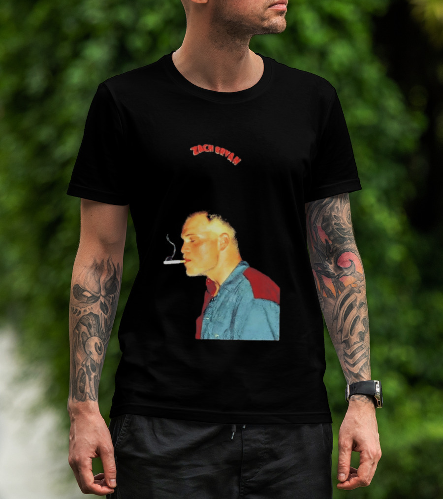 Zach Bryan Smoking Vintage Denim T-Shirt