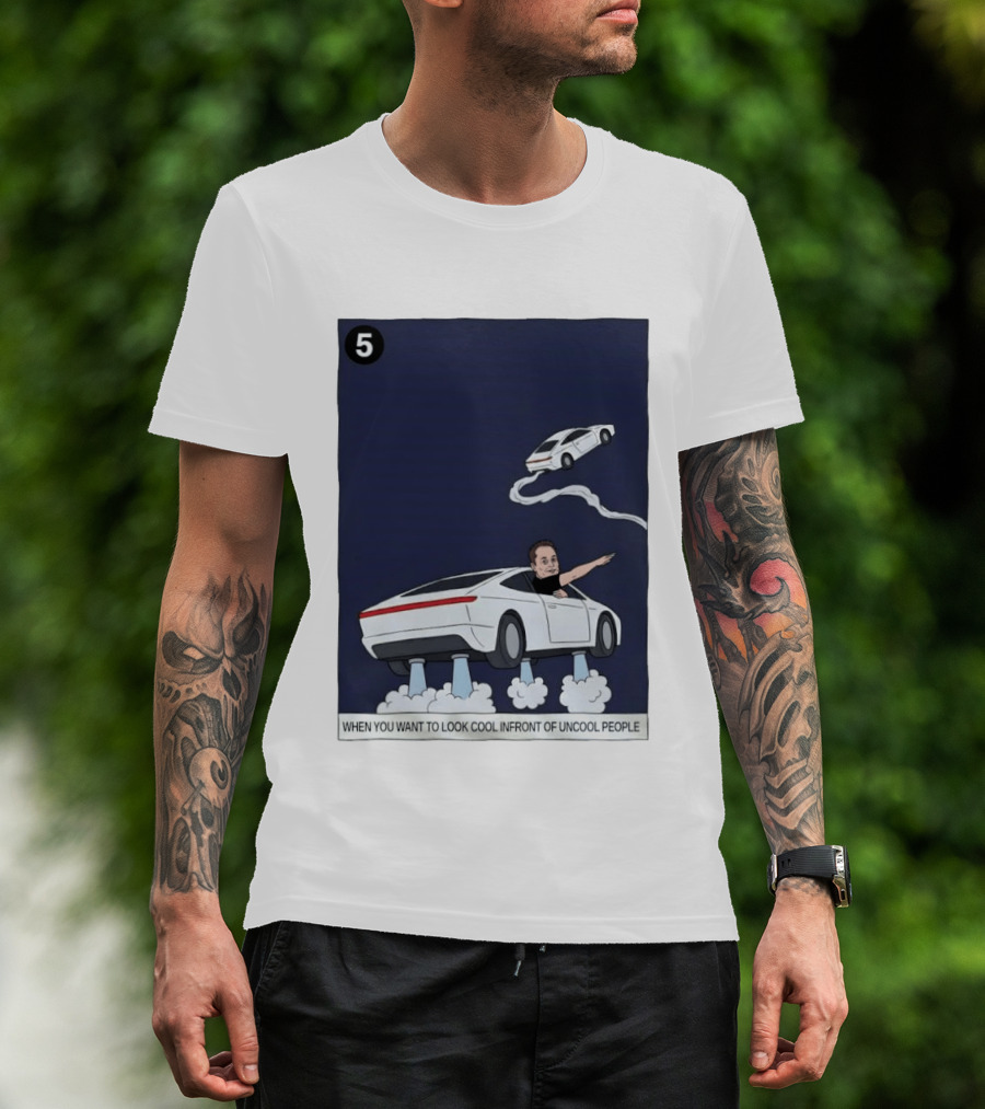Elon Musk Car Flying Cool Factor In Front Of Uncool People T-Shirt