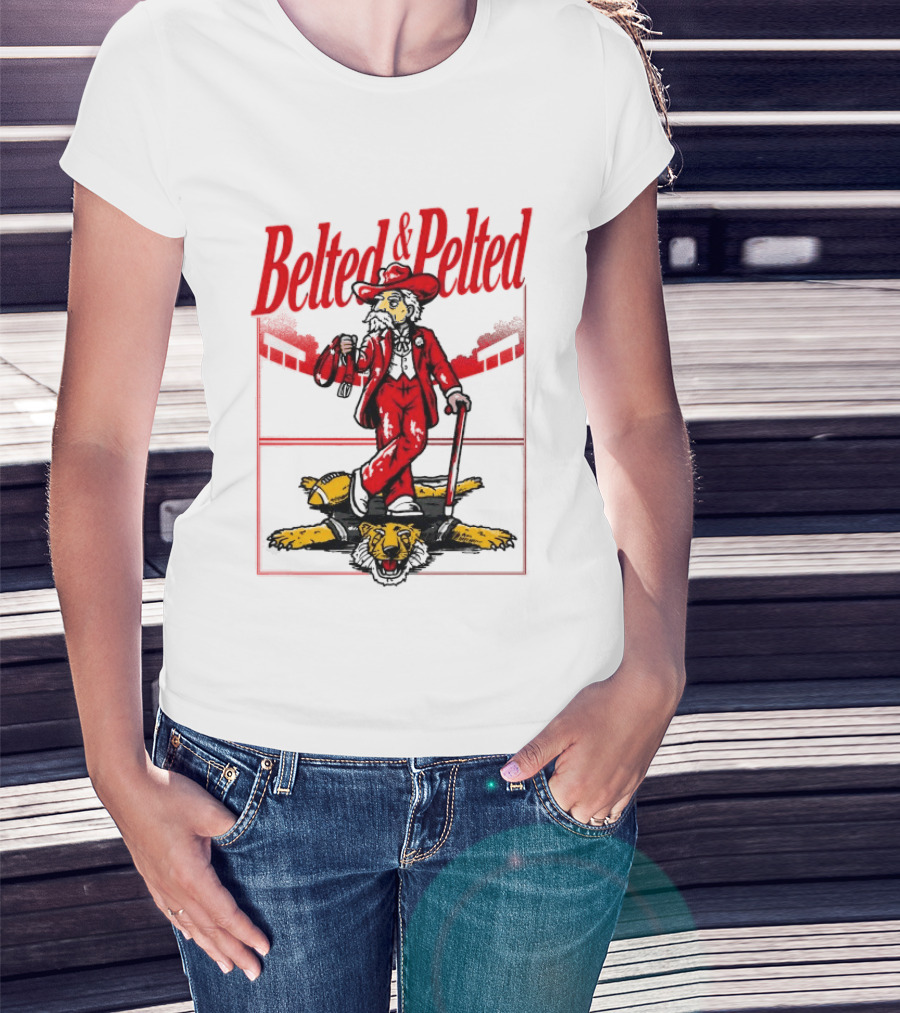 Ole Miss Rebels Belted And Pelted Mascot Stomping Missouri Tigers T-Shirt