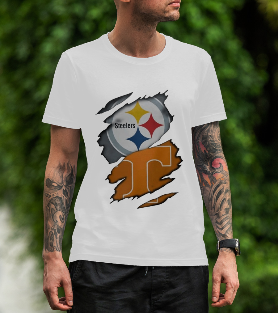 Pittsburgh Steelers Tennessee Volunteers Ripped Skin Combo T-Shirt