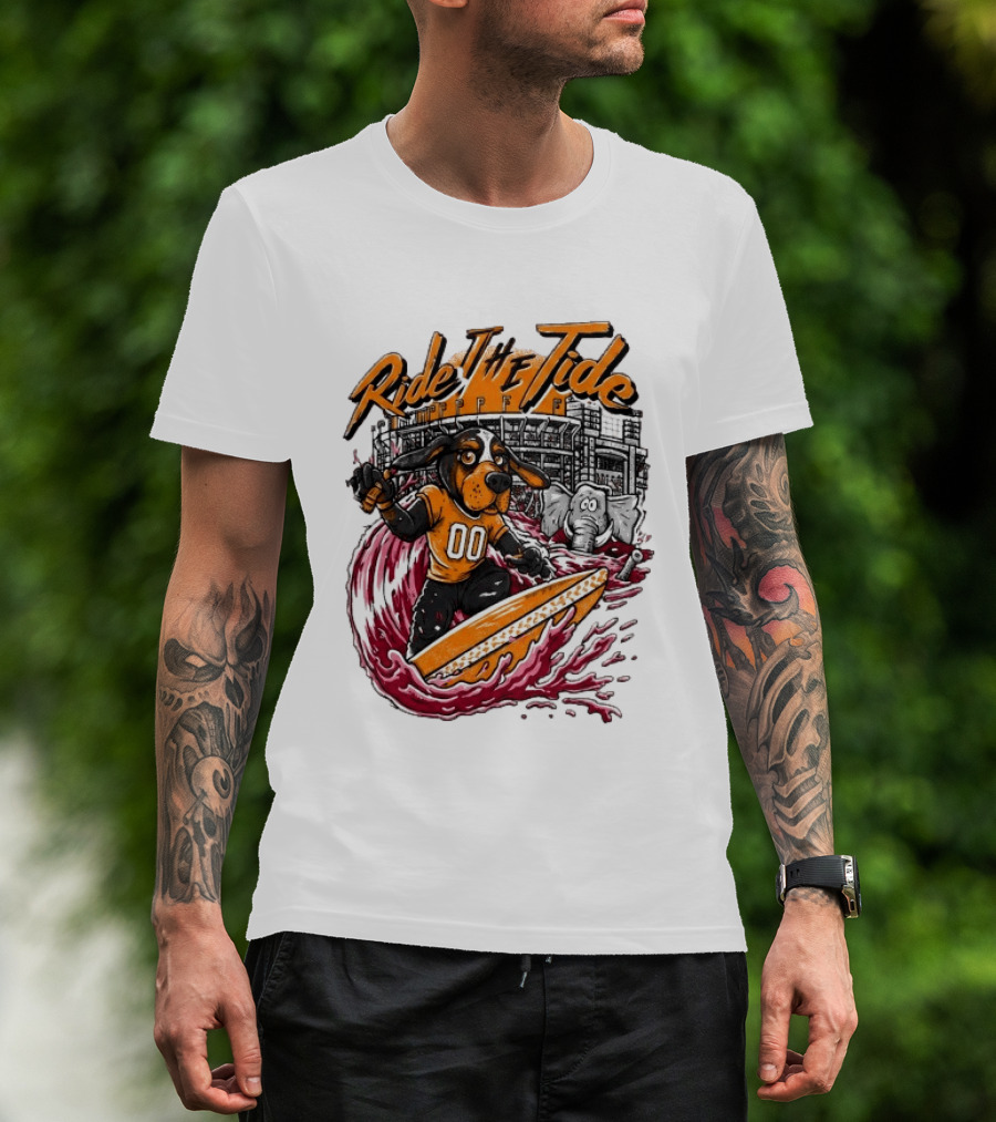 Tennessee Volunteers Ride The Tide Alabama Crimson Tide Surfing Rivalry T-Shirt