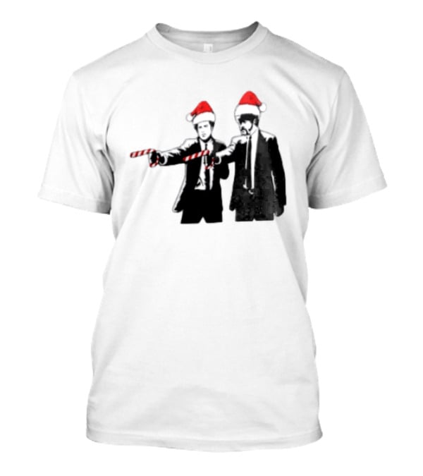 Xmas Christmas Candy Cane Santa Hats Pop Culture References T-Shirt